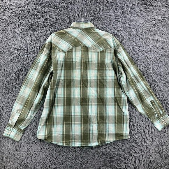 Resistol University Mens XL University Fit Plaid Western Pearl Snap L/S Shirt - Picture 9 of 10